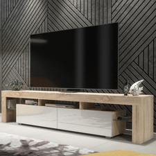 200cm TV Unit Oak & White