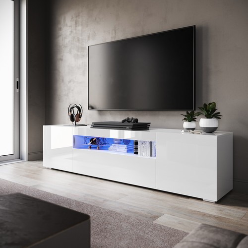 200cm high gloss white - 200cm, tv